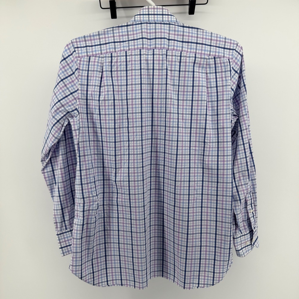 Bonobos Stretch Slim Fit Dress Shirt Plaid Check Purple Blue 16 x 34 Mens - Picture 3 of 7